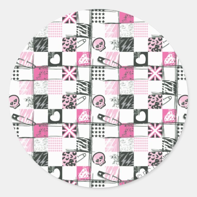 Sticker Rond Supergirl Motif de crânes et de poupées (Devant)