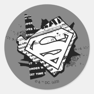 Sticker Rond Supergirl Newsprint S-Shield