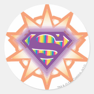 Sticker Rond Supergirl Orange Starburst