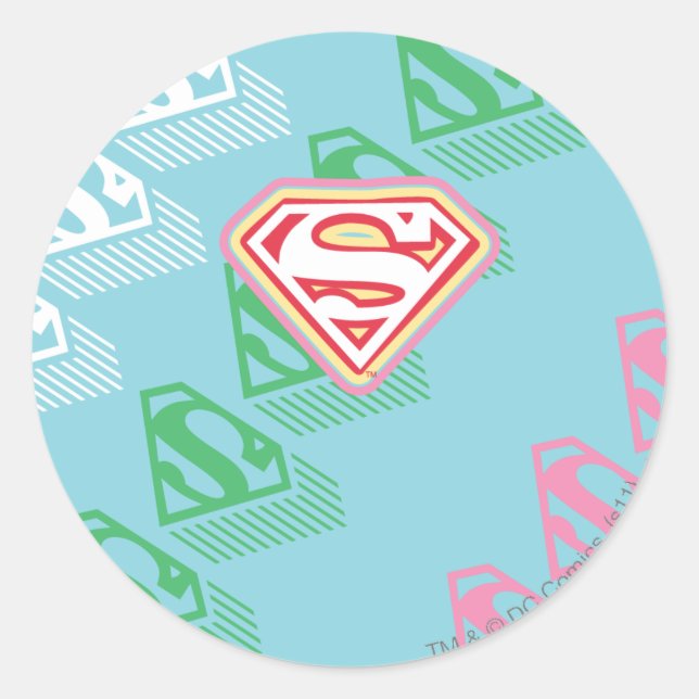 Sticker Rond Supergirl Pastel Répéter le Motif (Devant)