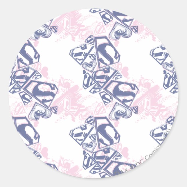 Sticker Rond Supergirl Pink and Purple Pattern (Devant)