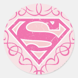 Sticker Rond Supergirl Pink Stripes