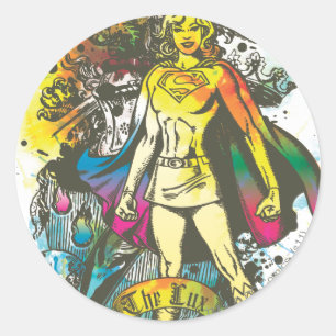 Sticker Rond Supergirl Pose The Lux