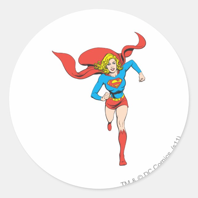 Sticker Rond Supergirl prête à partir (Devant)