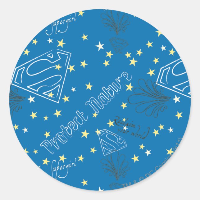 Sticker Rond Supergirl Protect Nature Motif (Devant)