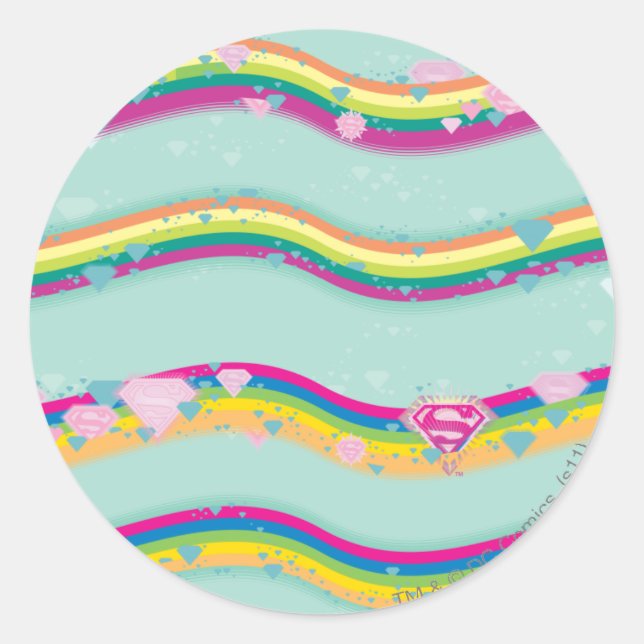 Sticker Rond Supergirl Rainbow Waves (Devant)