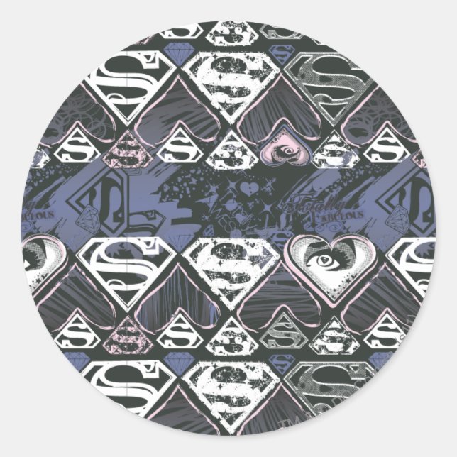 Sticker Rond Supergirl Répéter S Motif (Devant)