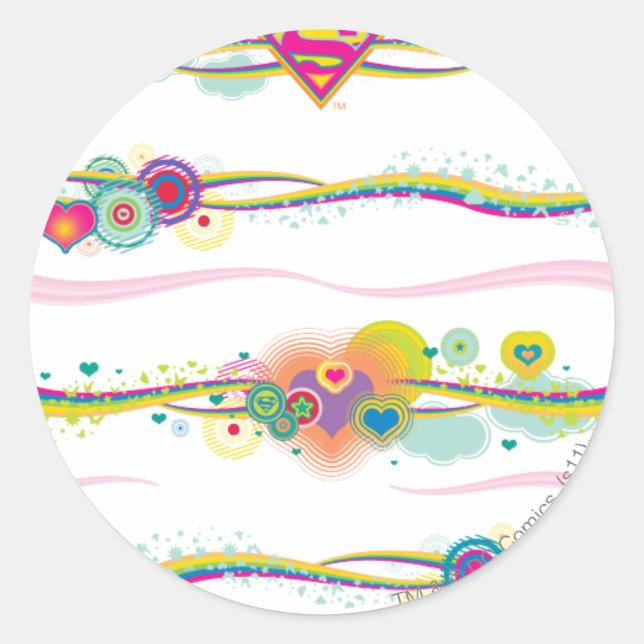 Sticker Rond Supergirl Retro Rainbow (Devant)