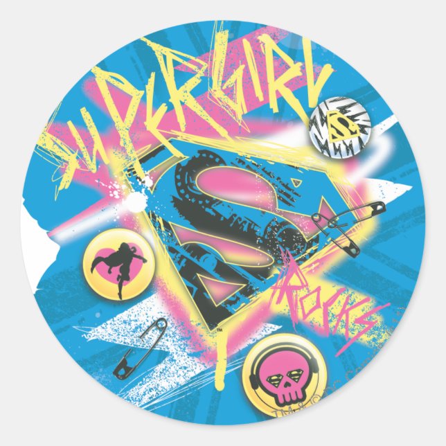 Sticker Rond Supergirl Rocks (Devant)