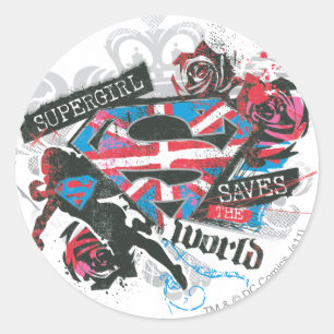 Sticker Rond Supergirl sauve le monde