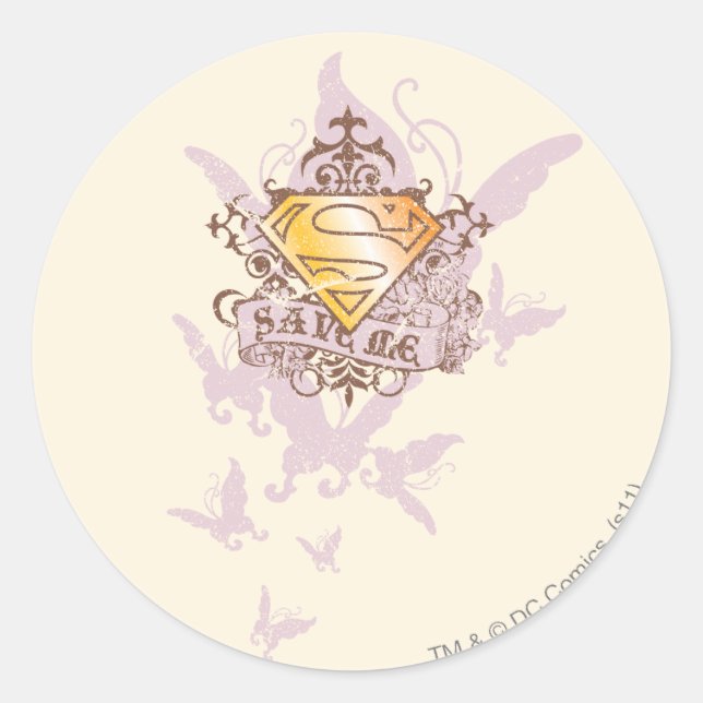 Sticker Rond Supergirl Sauvez-moi (Devant)