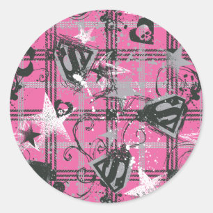Sticker Rond Supergirl Stars and Skuls Motif