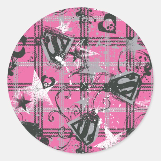 Sticker Rond Supergirl Stars and Skuls Motif (Devant)