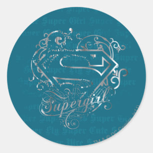 Sticker Rond Supergirl Super Fly Super Cute
