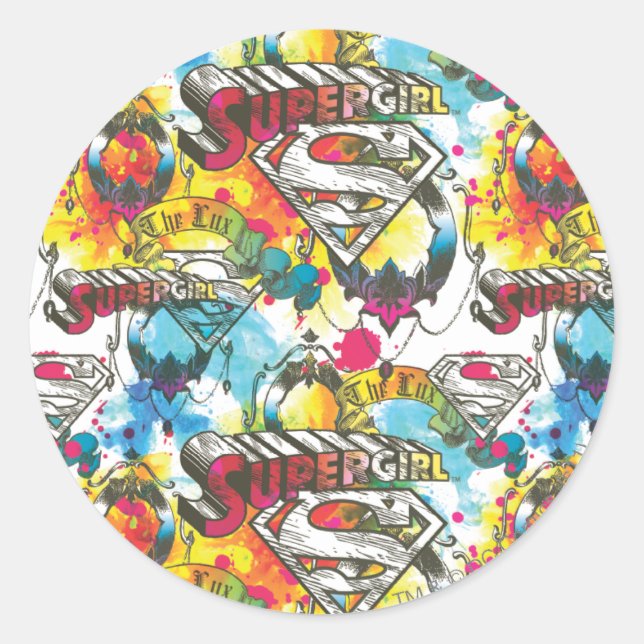 Sticker Rond Supergirl The Lux Pattern (Devant)