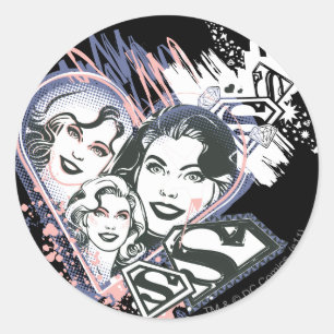 Sticker Rond Supergirl Visage Collage