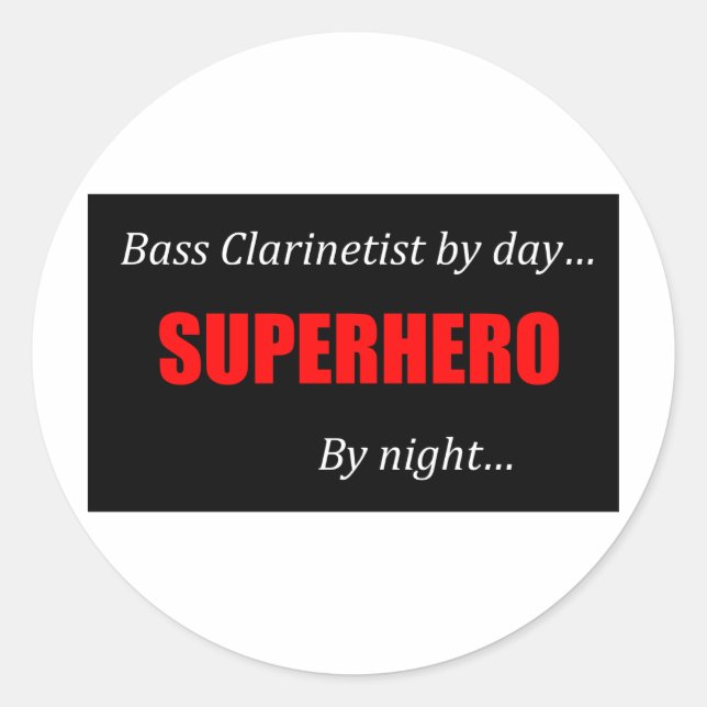 Sticker Rond Superhero Bass Clarinet (Devant)