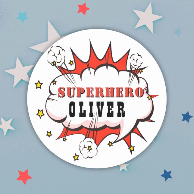 Sticker Rond Superhero Comic Discours Bubble Boy Classic Round  (Créateur téléchargé)