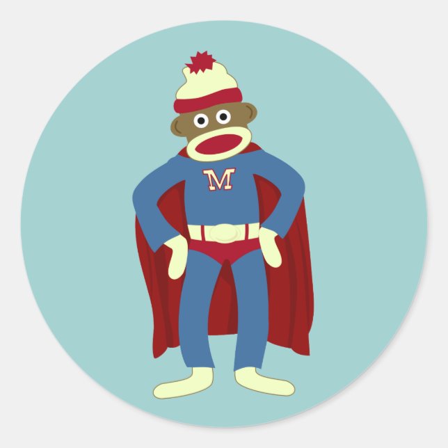 Sticker Rond Superhero de singe de choq (Devant)