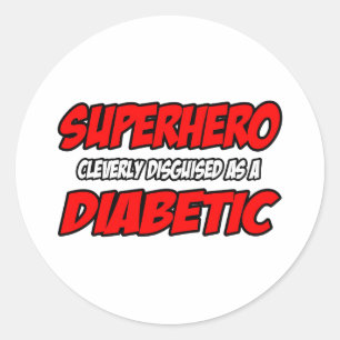 Sticker Rond Superhero...Diabétique