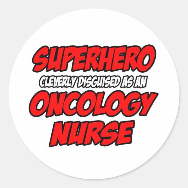 Sticker Rond Superhero...Oncologie infirmière (Devant)