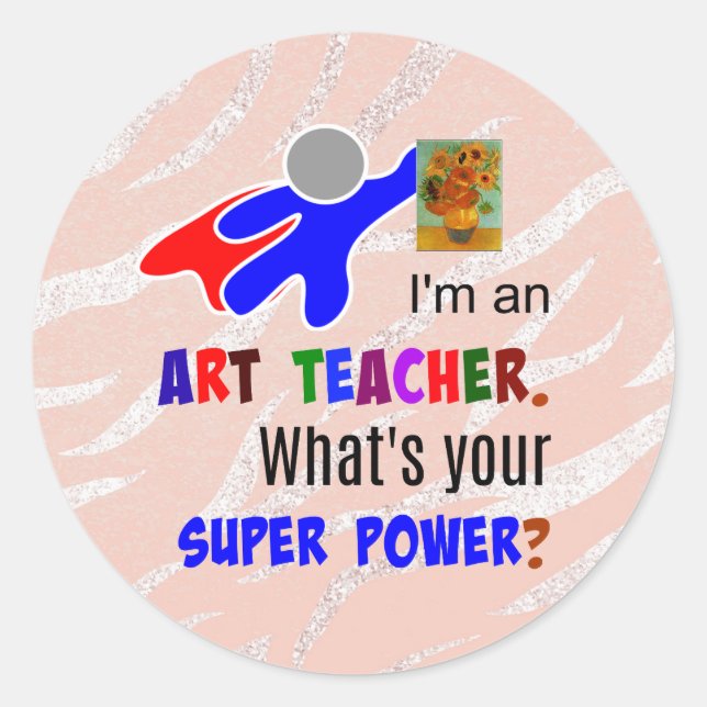Sticker Rond Superhero professeur d'art (Devant)