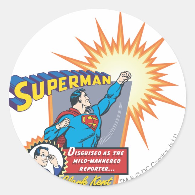 Sticker Rond Superman and Clark Kent (Devant)