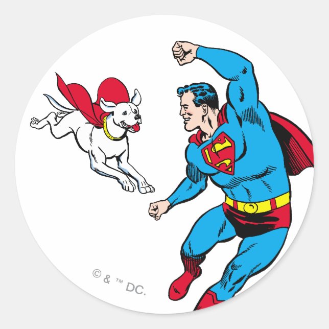 Sticker Rond Superman and Krypto 2 (Devant)