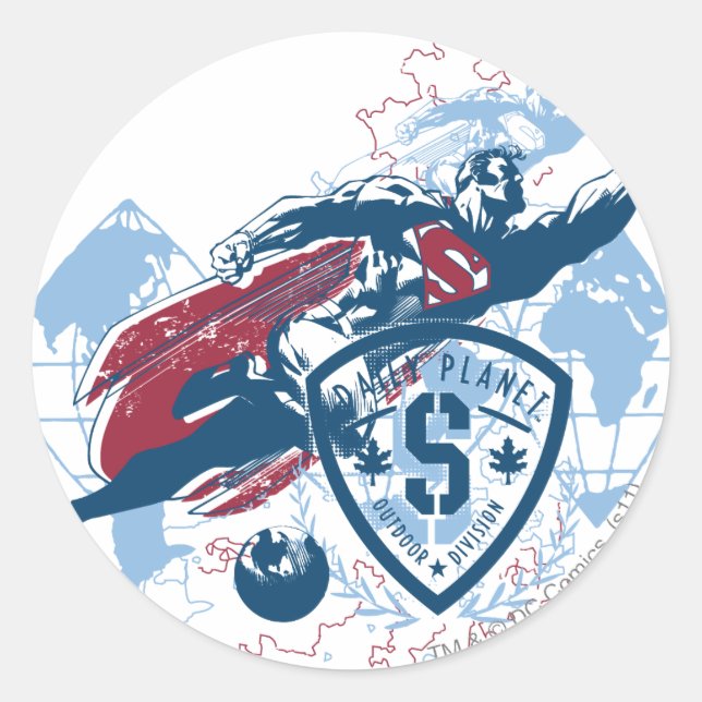 Sticker Rond Superman and Map (Devant)