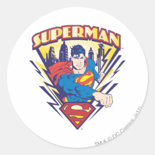 Sticker Rond Superman avec électricité