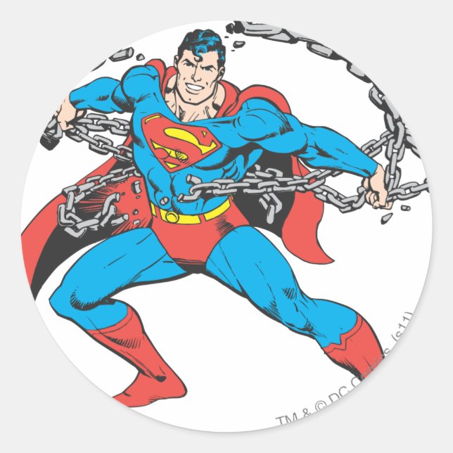 Sticker Rond Superman casse les chaînes 2 (Devant)