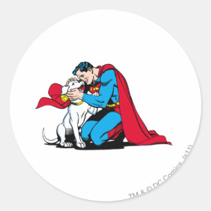 Sticker Rond Superman et Krypto