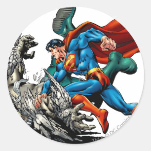 Sticker Rond Superman Fights Monster