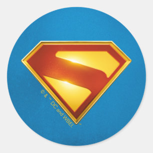 Sticker Rond Superman Golden S Shield brillance
