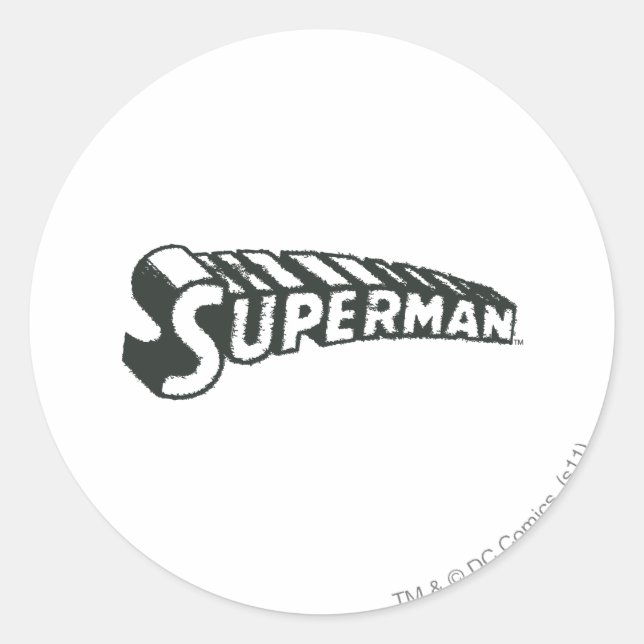 Sticker Rond Superman | Grunge Letters Logo (Devant)