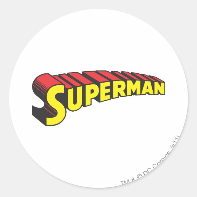 Sticker Rond Superman | Logo de lettres rouges jaunes (Devant)