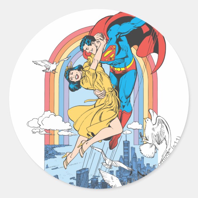 Sticker Rond Superman & Lois en jaune (Devant)