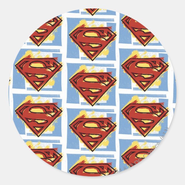 Sticker Rond Superman Motif rouge et bleu (Devant)