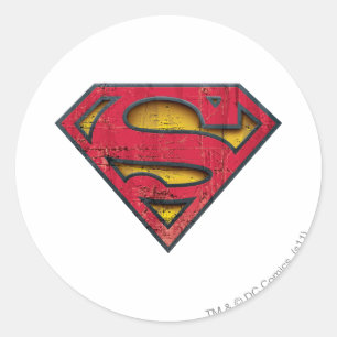 Sticker Rond Superman S-Shield   Logo en détresse