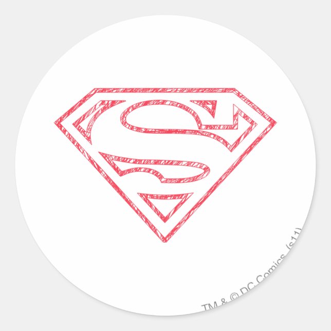Sticker Rond Superman S-Shield | Logo en ligne rouge (Devant)
