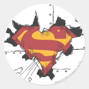Sticker Rond Superman S-Shield   Logo en métal cassé