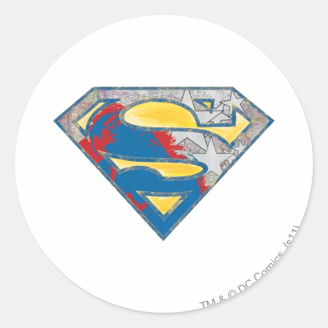 Sticker Rond Superman S-Shield | Logo gris jaune rouge noir (Devant)