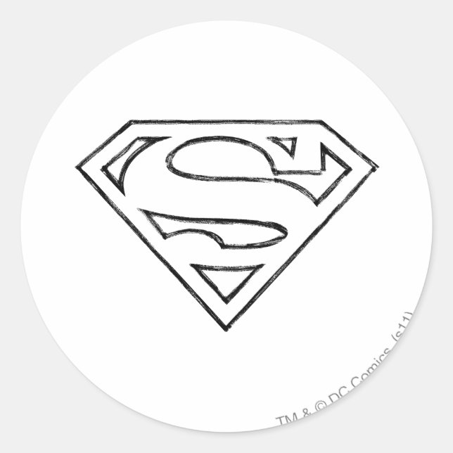 Sticker Rond Superman S-Shield | Simple Black Outline Logo (Devant)