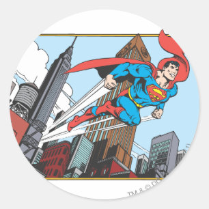 Sticker Rond Superman & Skyscrapts