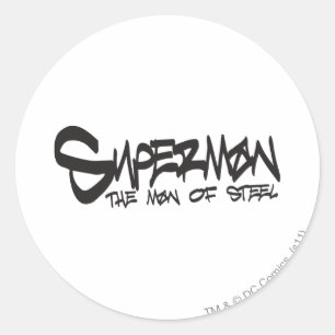 Sticker Rond Superman Stylisé  Logo Graffiti Lettres noires