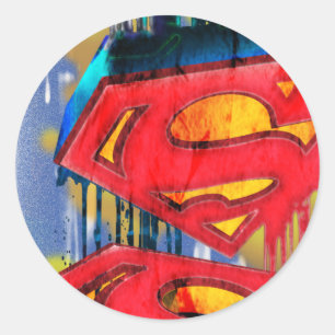 Sticker Rond Superman Stylisé   Logo Urban Spraypaint
