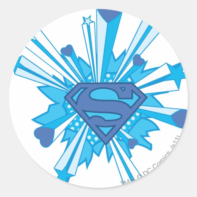 Sticker Rond Superman Stylized | Blue Shield Hearts Logo (Devant)