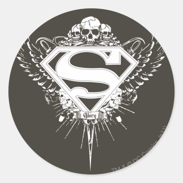 Sticker Rond Superman Stylized | Dark Brown Background Logo (Devant)