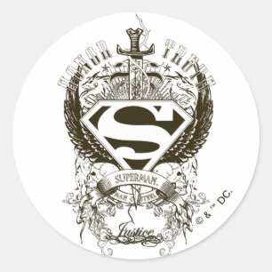 Sticker Rond Superman Stylized   Honor, Truth on White Logo