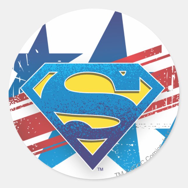 Sticker Rond Superman Stylized | Stars and Stripes Logo (Devant)